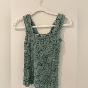 Free People Green Love Letter Cami Textured Sleeveless Top